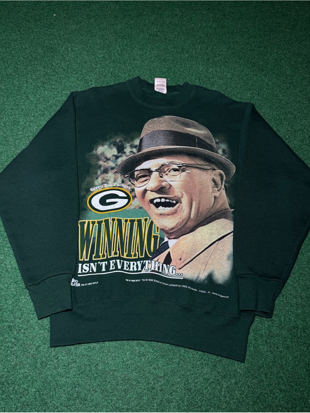 Vintage 90s Green Bay Packers Crewneck Sweatshirt, Vince Lombardi Winning Medium